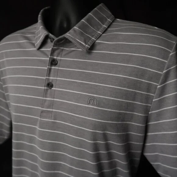 Travis Mathew Lt Gray Striped Polo (L) Excellent! ⛳️ ⛳️ - Picture 5 of 7